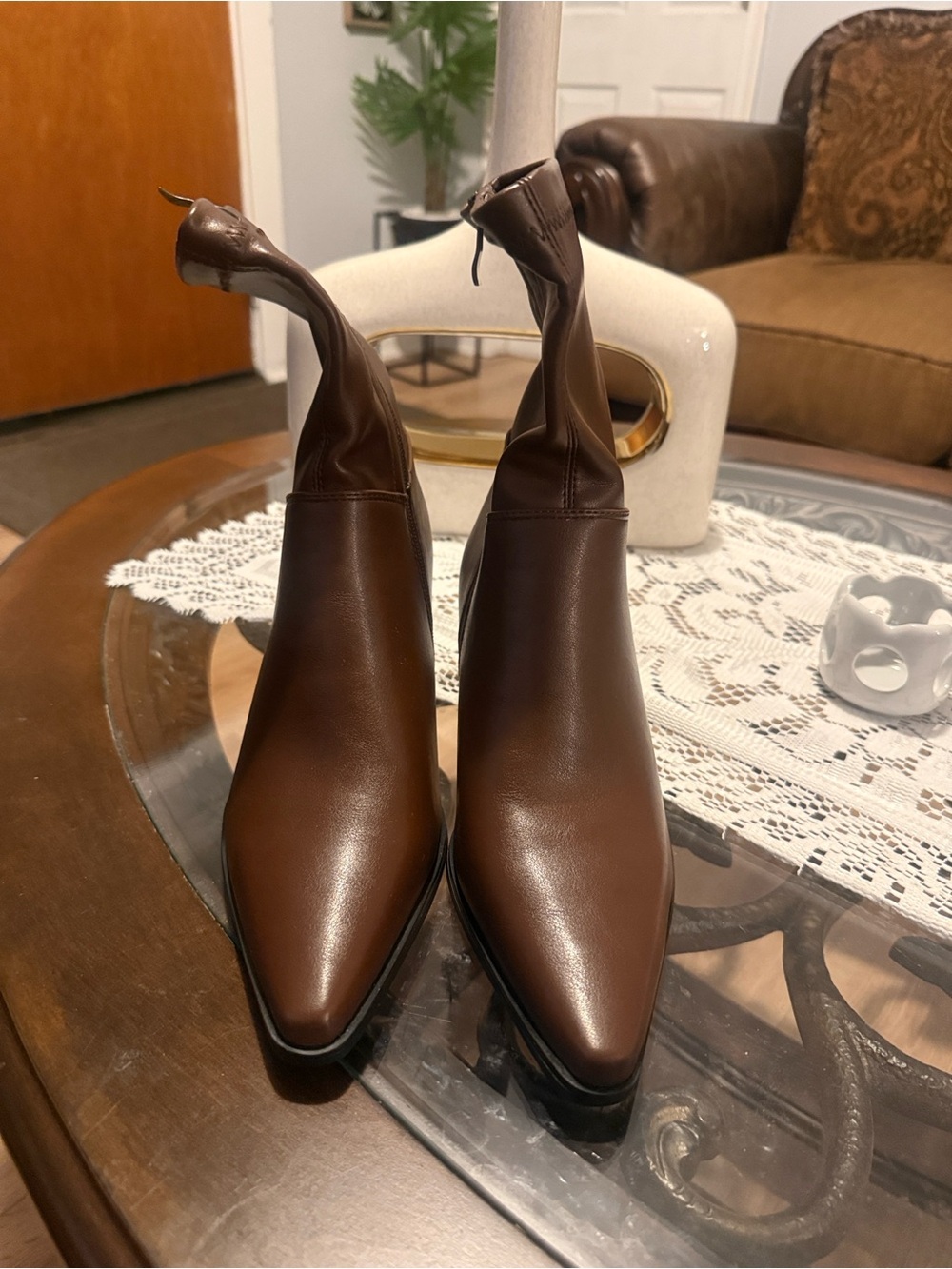 H&M Brown Pointed Toe Ankle Booties
